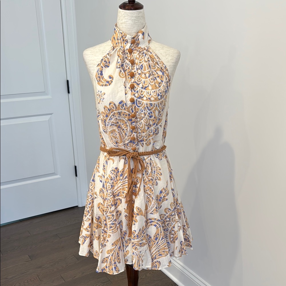 Paisley Halter Dress with Tie Waist